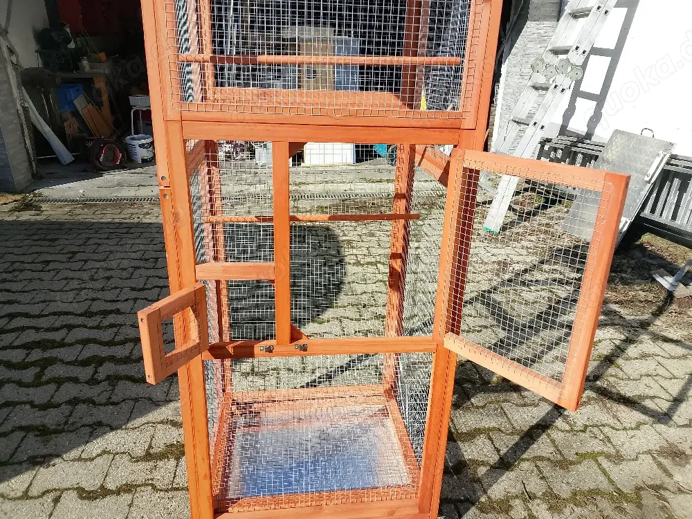 Große Holz-Voliere 168 cm hoch   Vogelkäfig mit Dach   Neu