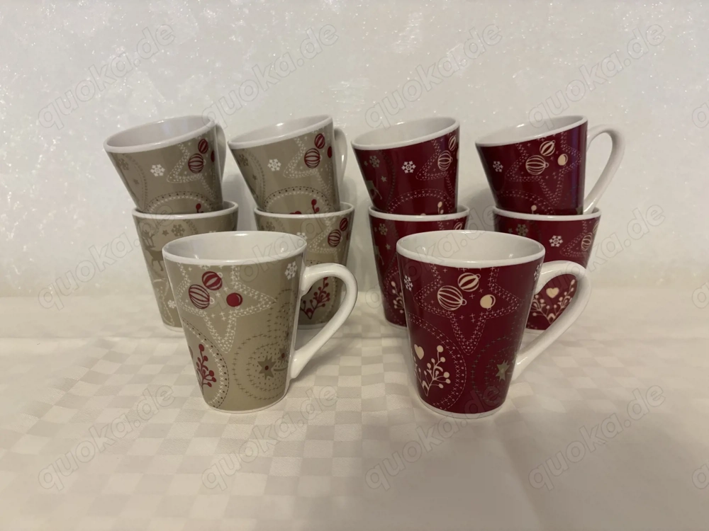 10 Tassen mit Dekor (Winter   Weihnachten)