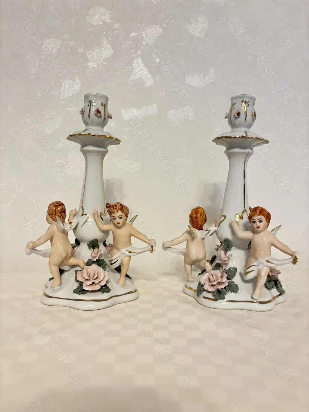 2 Vintage Porzellan Kerzenständer (Engel & Rosen)