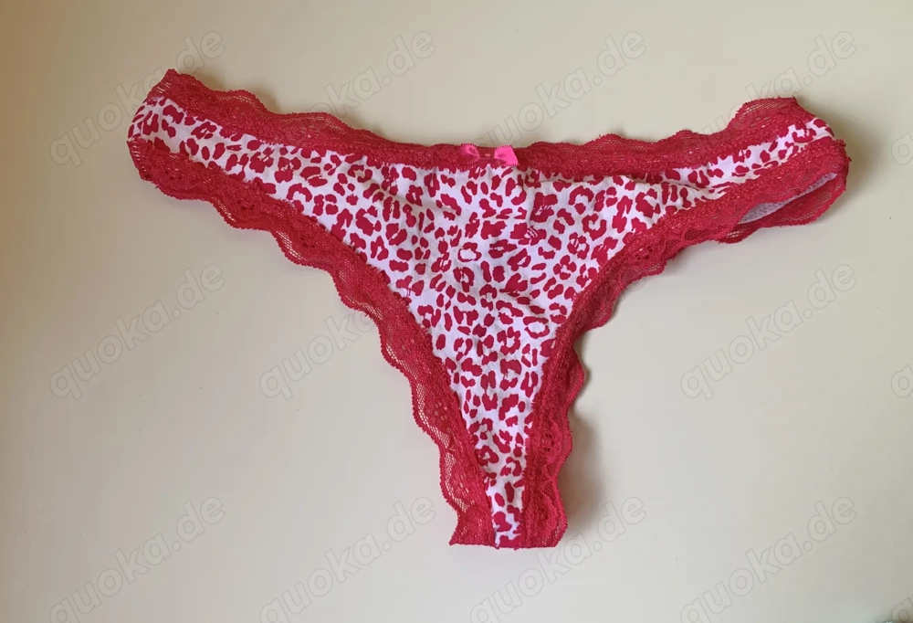 Getragener Leo-Slip mit Duft, XS, weiß-pink