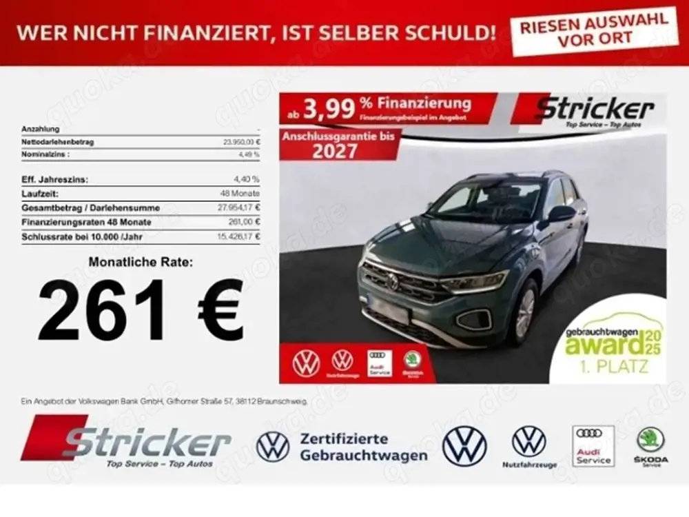 Volkswagen T-Roc Life 1.5TSI DSG 280,-ohne Anzahlung Navi Standh.
