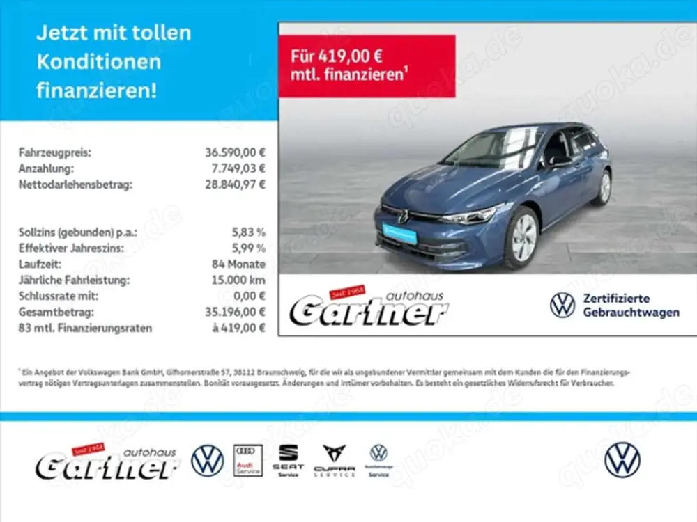 Volkswagen Golf VIII "GOAL"1,5 l eTSI OPF DSG AHK REAR VIEW LED+