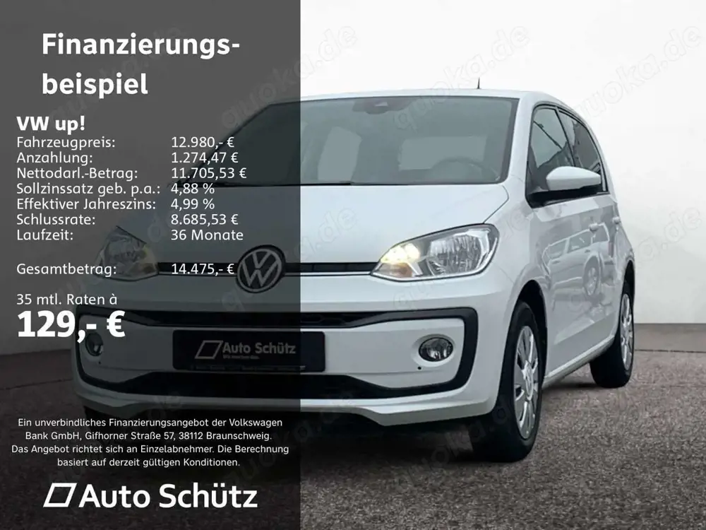 Volkswagen up! 1.0 MPI+RFK+SHZ+Klima+USB