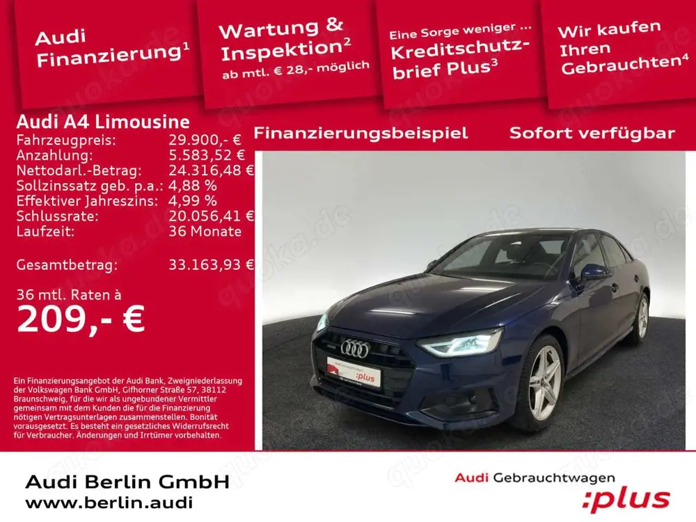 Audi A4 Advanced 40 TDI qu.S tr. AHK RFK