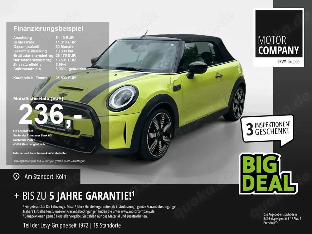 MINI Cooper S Cabrio +Navi+R.Kamera+SHZ+HU+Service+Ga+