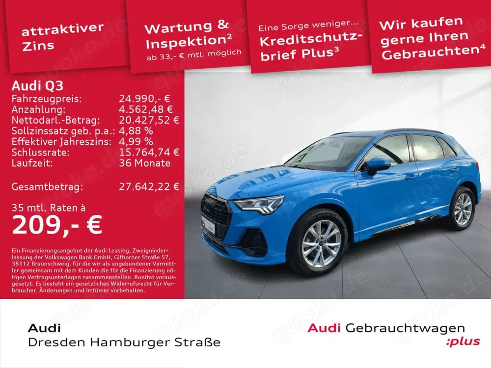 Audi Q3 35 TDI S line Matrix Pano AHZV Rückfahrkamera