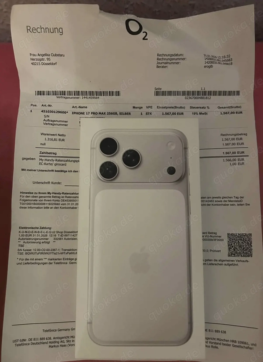 iPhone 17 Pro Max 256 GB weiß Neu Versiegelt 