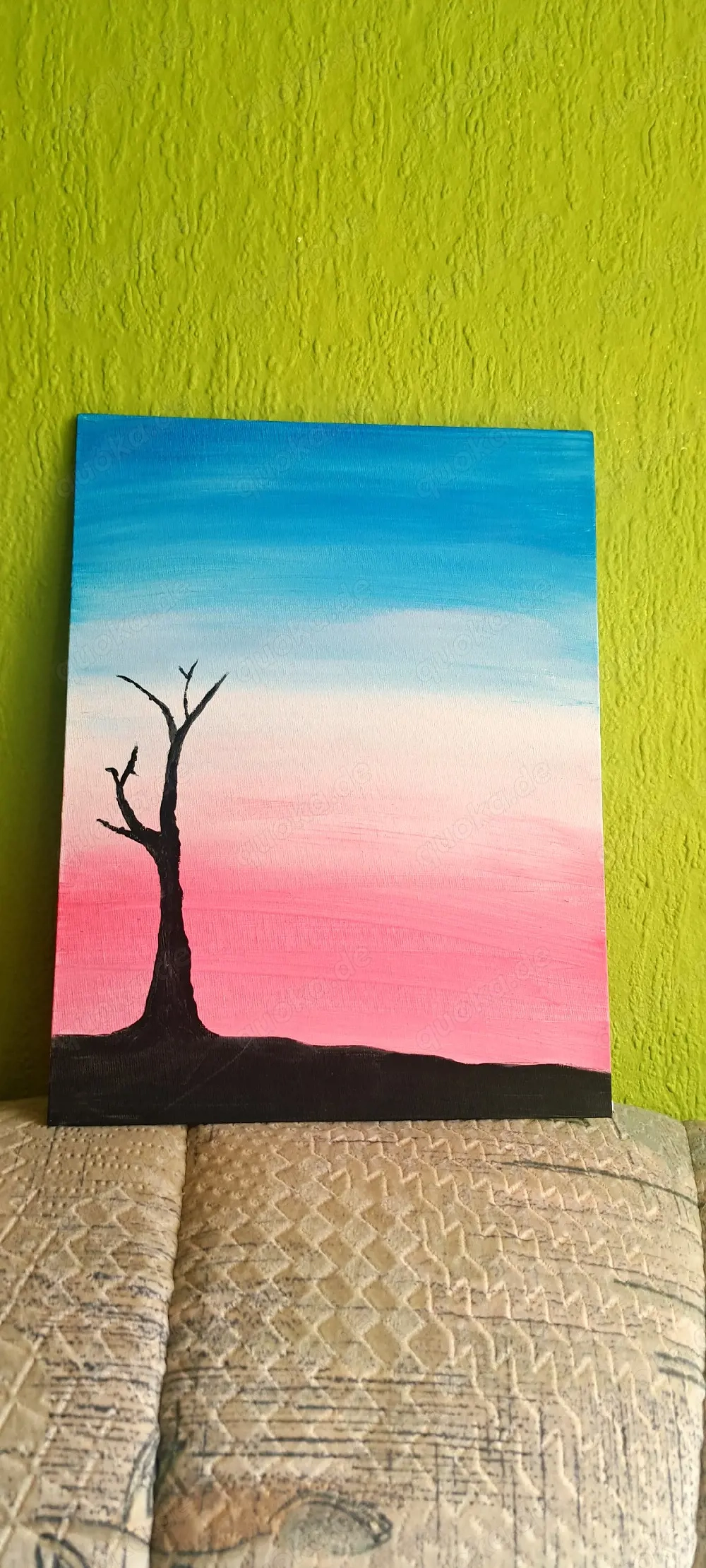 Original Acrylgemälde.   Einsamer Baum im Sonnenuntergang