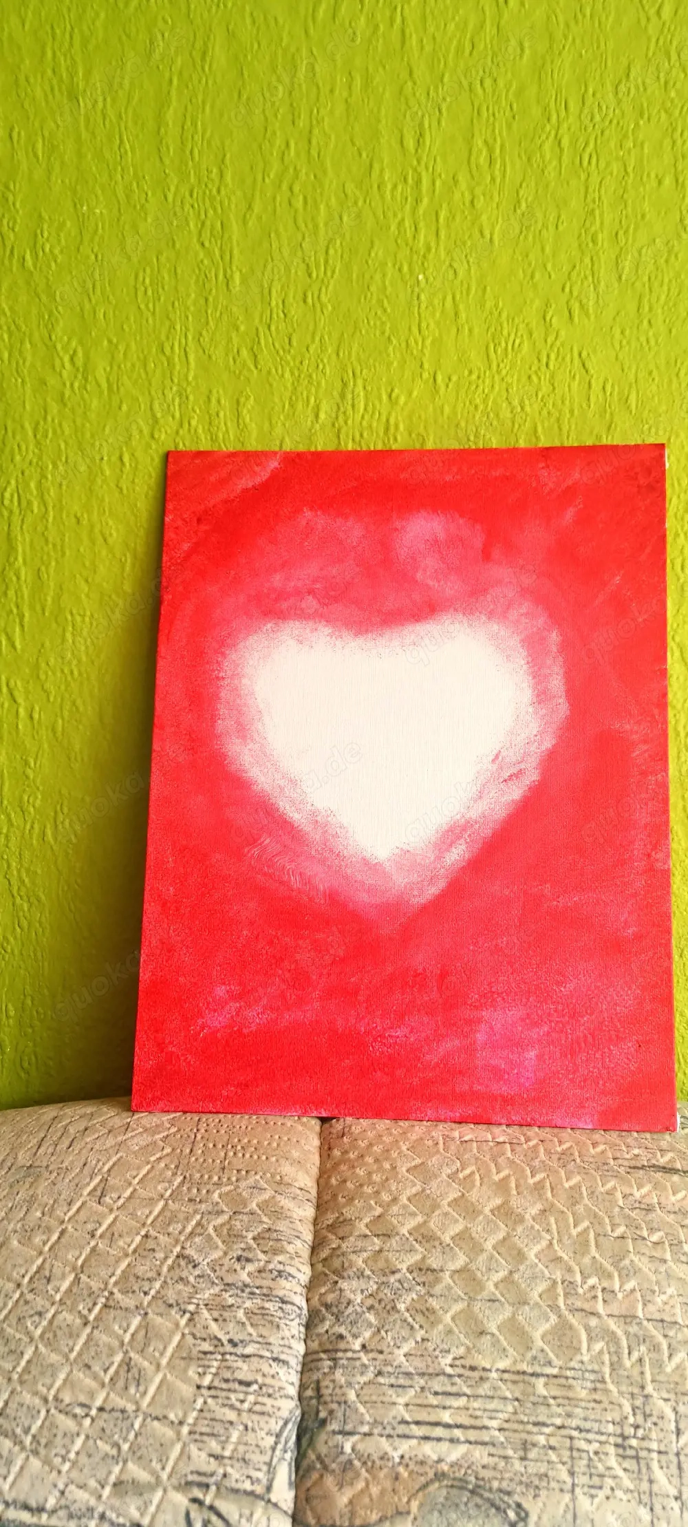 Handgemaltes Acrylbild  Leuchtendes Herz    Modernes Wandbild in Rot