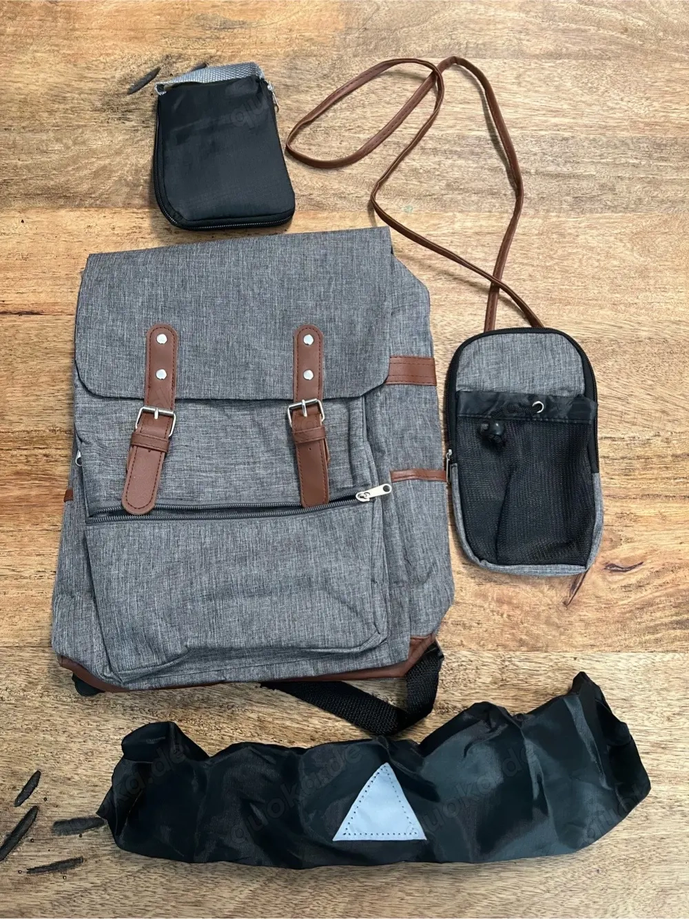Rucksack 6 tlg. Set Grau Braun