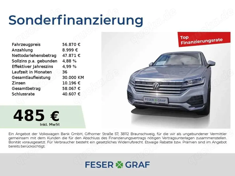 Volkswagen Touareg V6 TDI 210 KW 4-M AHK Kamera Leder