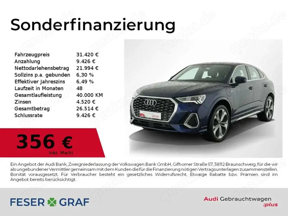 Audi Q3 Sportback 45 TFSI e S Line Int Leder,LED,Navi