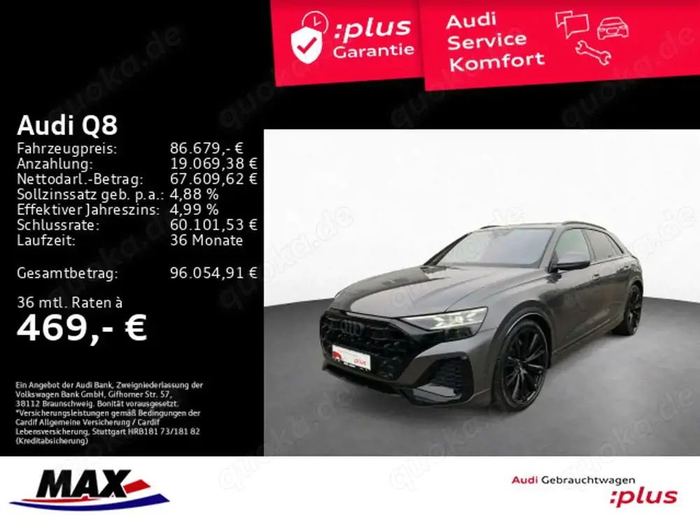 Audi Q8 50 TDI QUATT S LINE MATRIX+RAUTE+AHK+PANO+BO