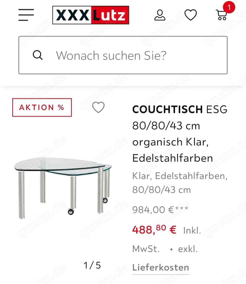 Glas Coutisch siehe Bilder