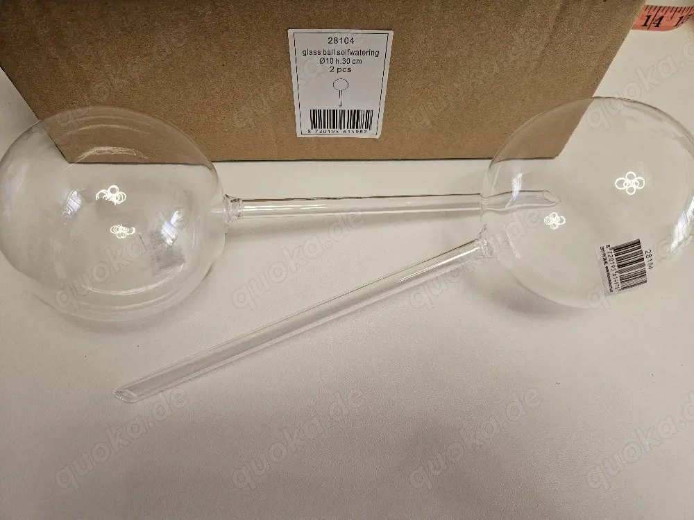 2x Glas Bewässerungskugeln     10 cm, 30 cm lang   neu