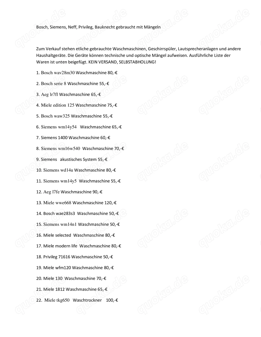 gebrauchte Haushaltsgeräte
