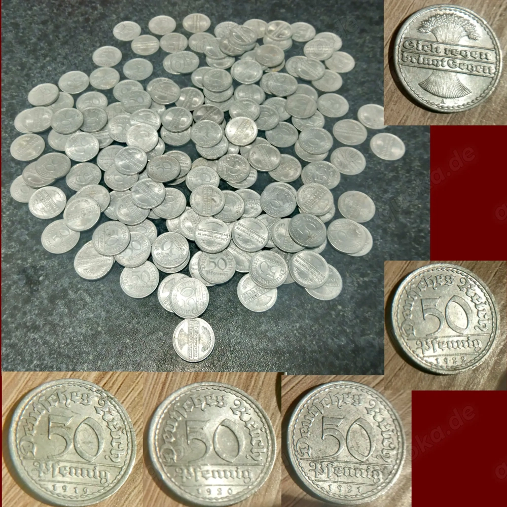 170 Stück , Lot , 50 Pfennig 1919 A - 1922 A. Deutsches Reich, Weimarer Republik