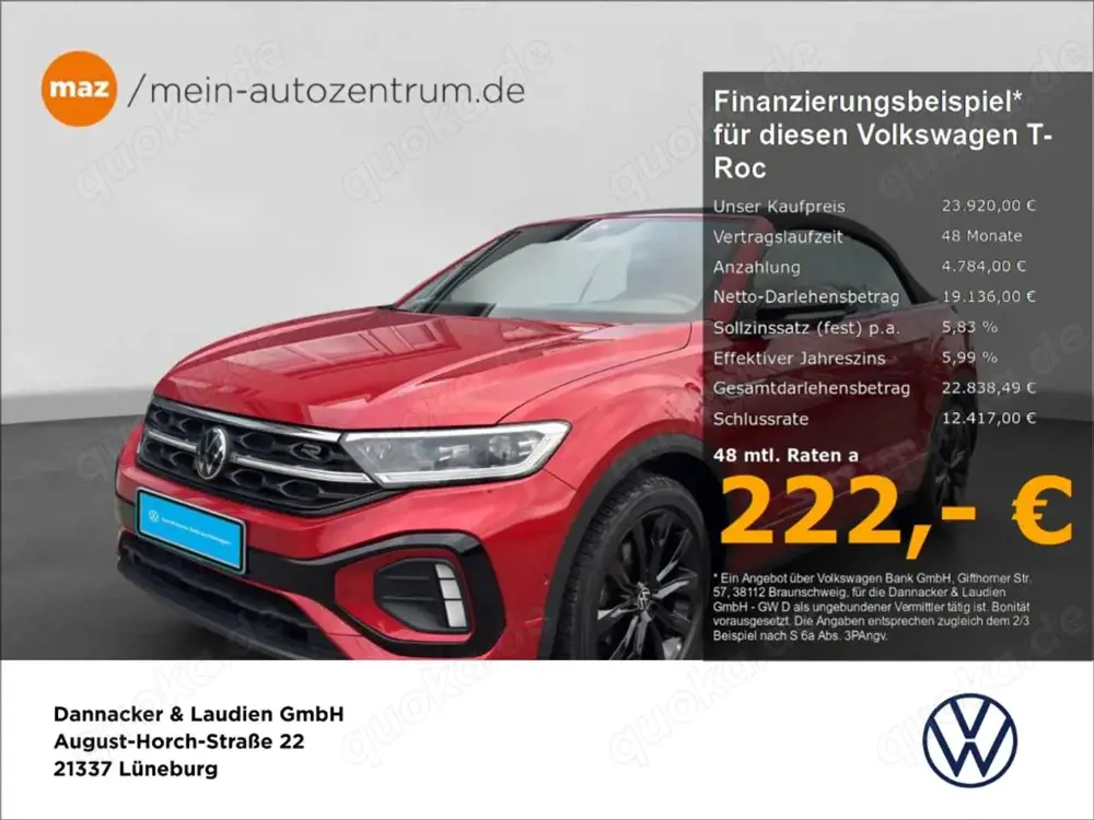 Volkswagen T-Roc Cabriolet 1.5 TSI R-Line Alu Matrix-LED ACC Sitzh.