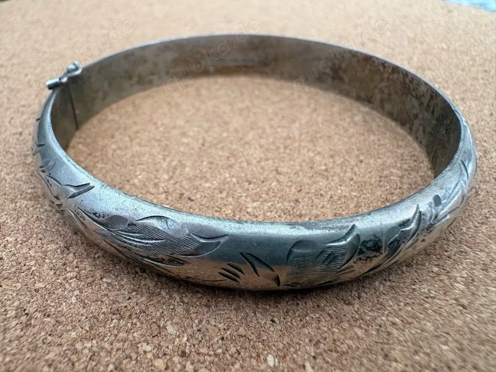 Antikes Silberarmband - florales Muster, Handarbeit, Mitte 20. Jahrhundert