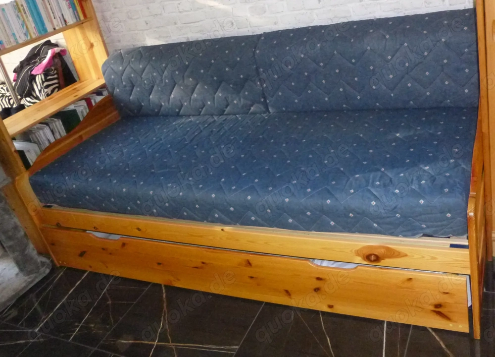 Funktionsbett Sofa Bett Schubkasten Lattenrost und 2. Bett im Schubkasten Kiefer massiv 90 x 200 cm