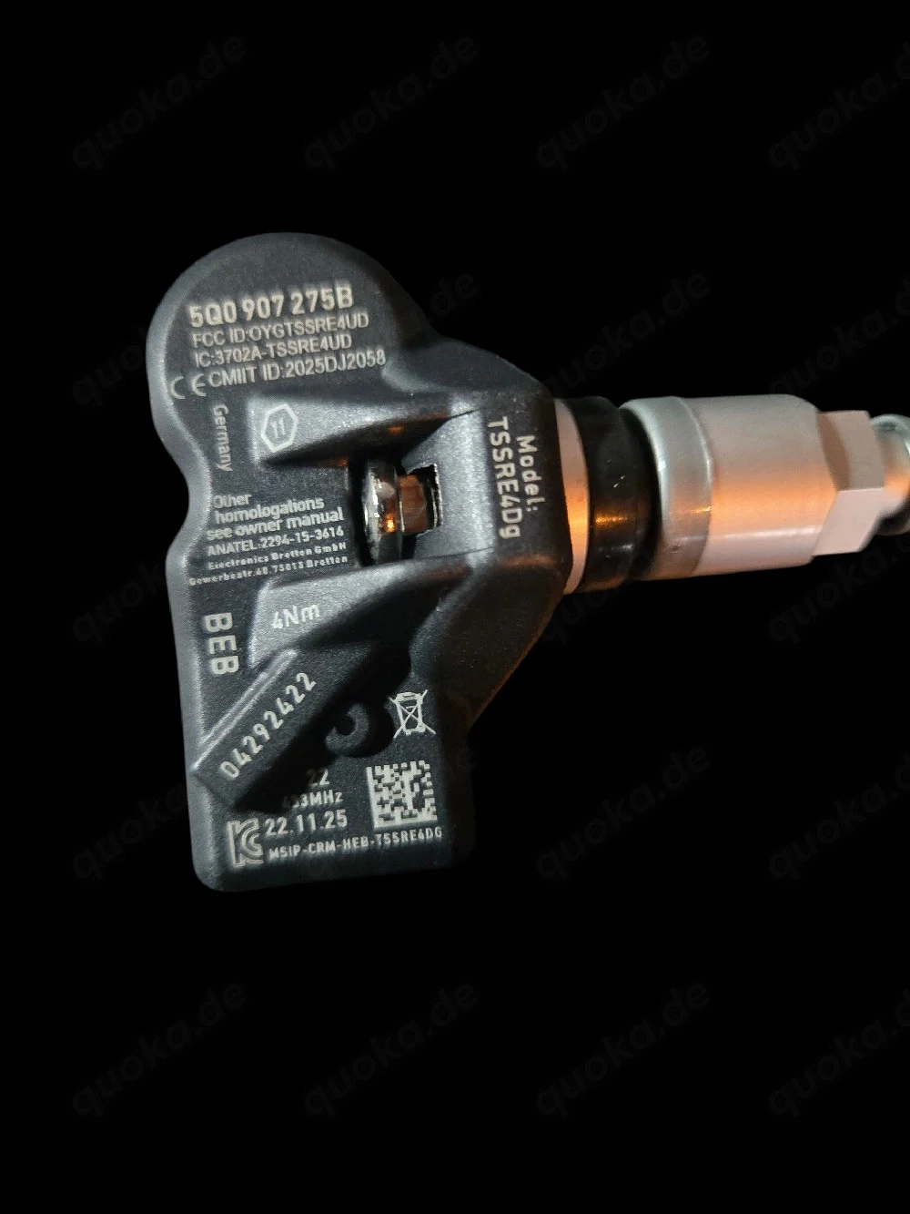 Original VW   Audi RDKS Sensor 433MHz   5Q0907275B   TPMS Reifendrucksensor 8x