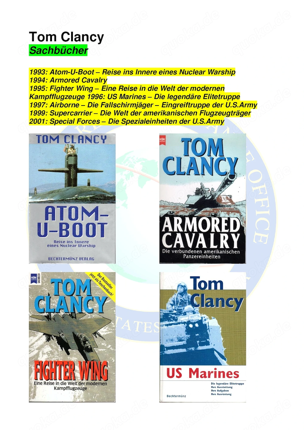 Tom Clancy s Sachbücher 7 Bände (u.a. US Marines; Special Forces)