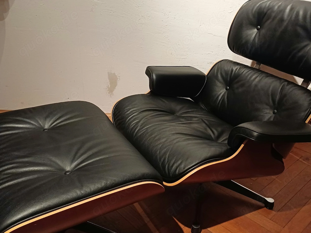 Vitra. Eames Lounge Chair & Ottoman Leder Schwarz Kirschbaum Top Zustand Vintage