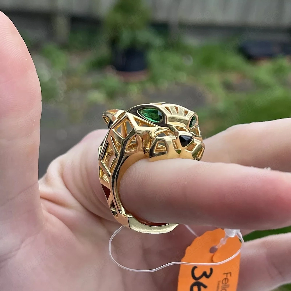 Cartier Panther Tsavorit grüner Granat 18kt Gold Ring SELTEN SCHWER 36,48 Gramm