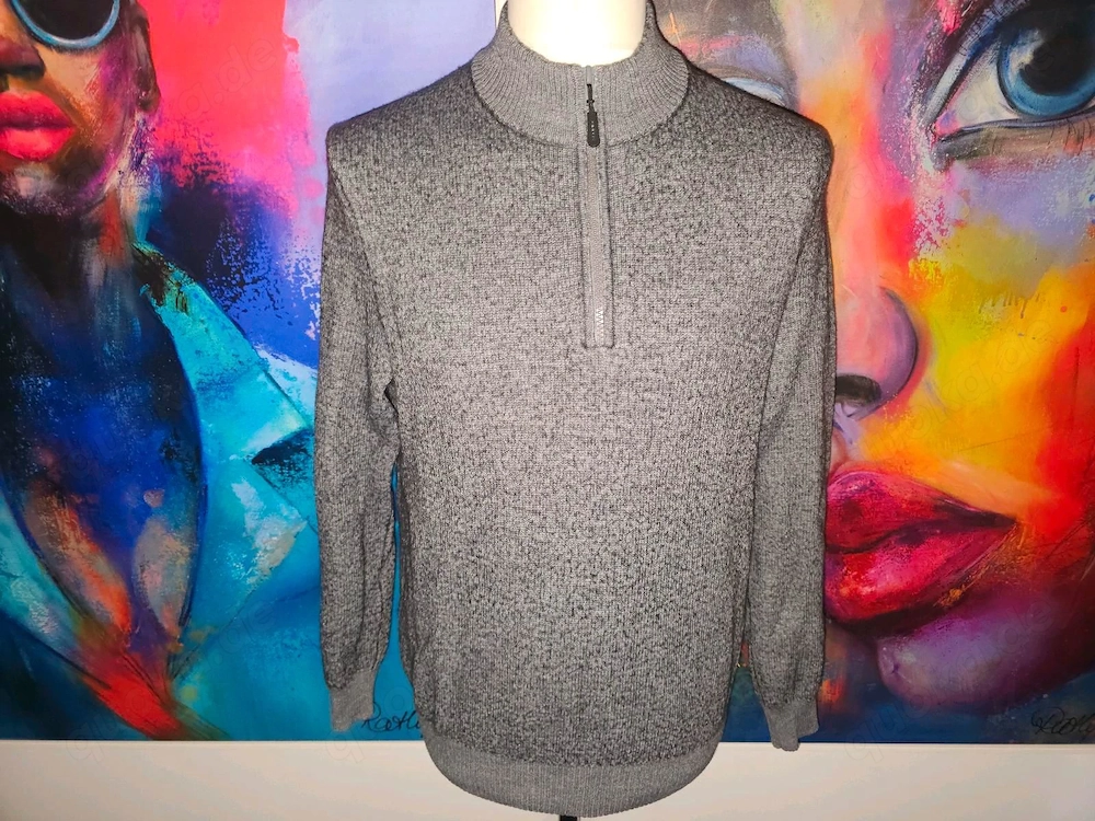 Maerz Muenchen Troyer 1 4 Zip 54   XL grau meliert -Top Zustand-