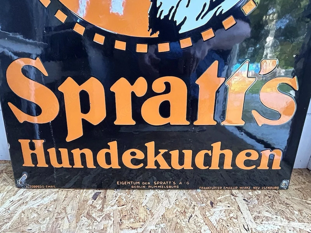 Emailschild Spratt s Hundekuchen XL top Zustand