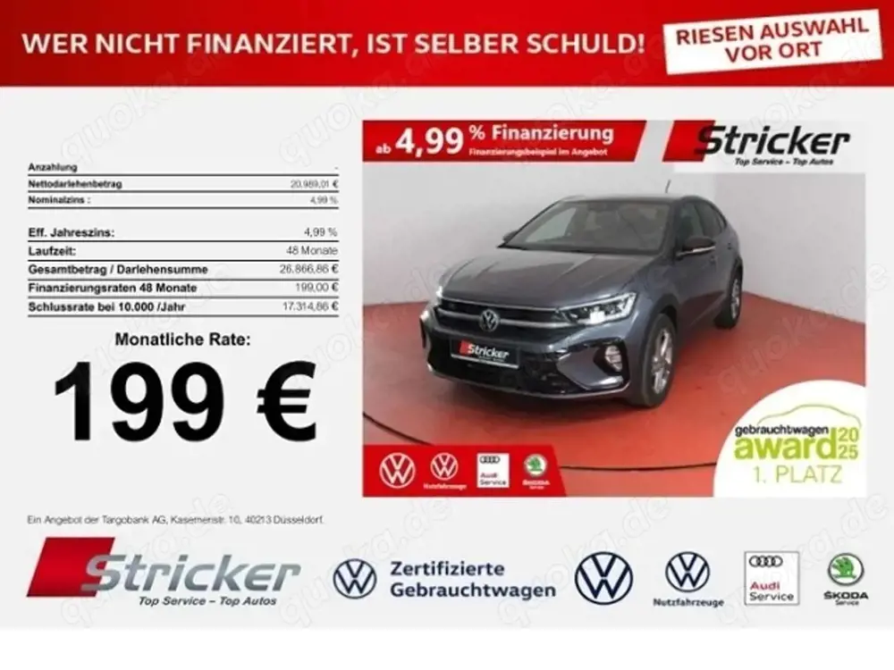 Volkswagen Taigo R-Line 1.0TSI 248,-ohne Anzahlung Pano IQ.Light