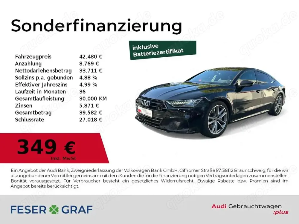 Audi A7 50 TFSIe qu S line Sport+ Matrix/BO/ACC/360°