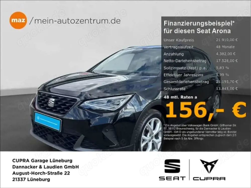 SEAT Arona 1.5 TSI FR Alu LED AHK Navi ACC Sitzheizung Kamera