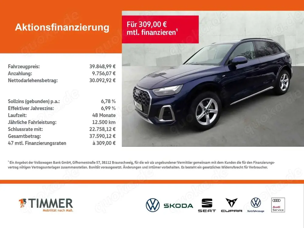 Audi Q5 40 TDI S-LINE QUATTRO +AHK +LED +VIRTUAL +TEMPO +