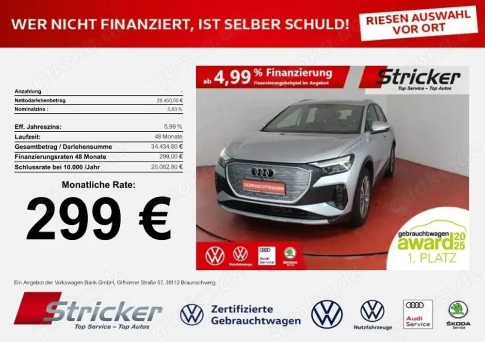 Audi Q4 e-tron 40 advanced 299,-ohne Anzahlung Navi Kamera
