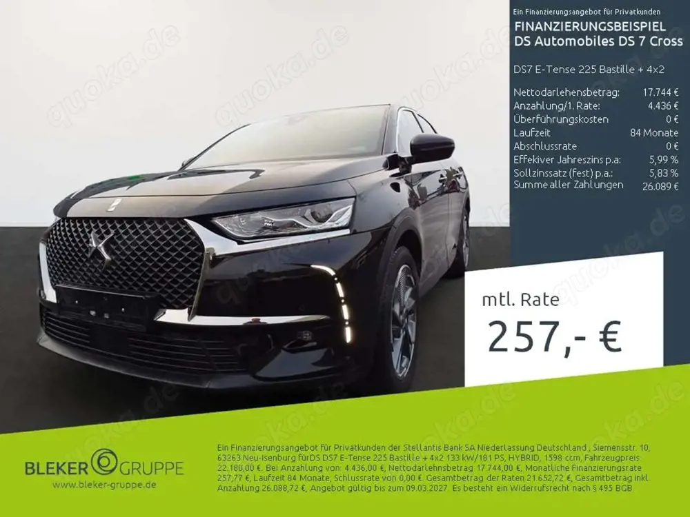 DS Automobiles DS 7 Crossback DS7 E-Tense 225 Bastille + 4x2