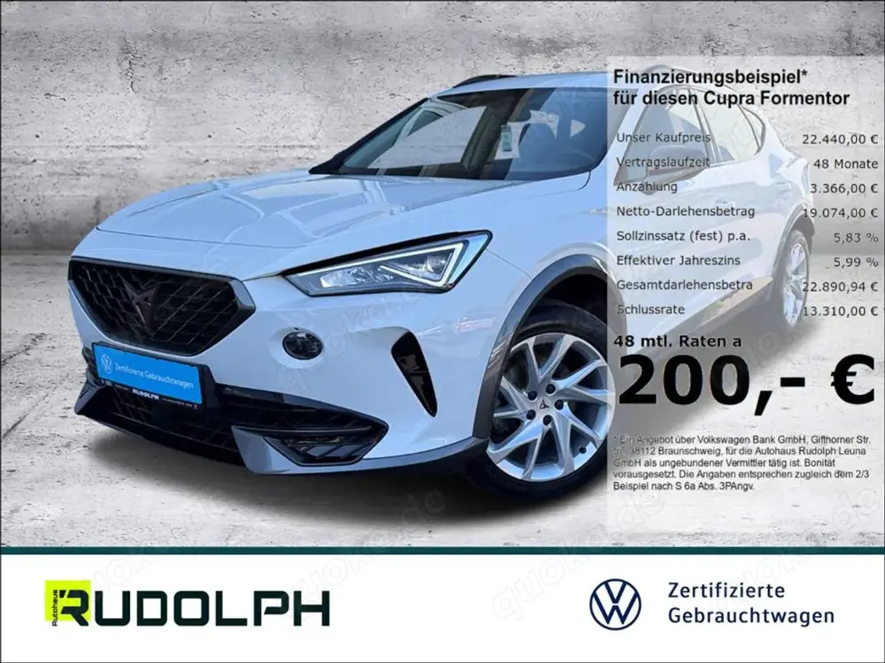 CUPRA Formentor 1.5 TSI 6-Gang LED BT ACC SHZ Klima PDC Fernlichta