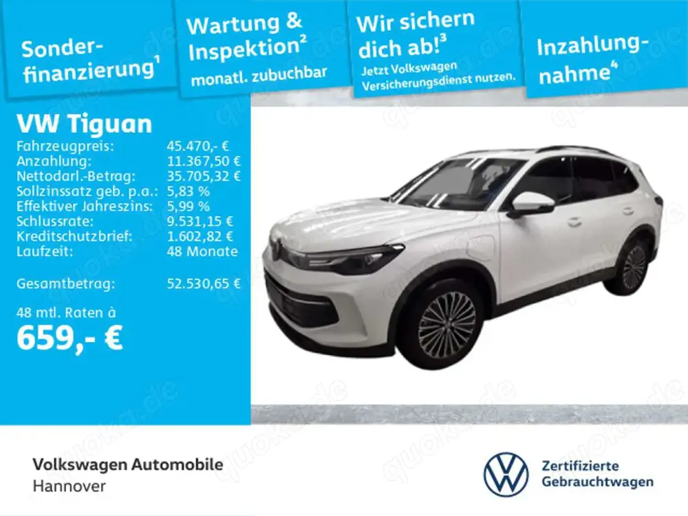 Volkswagen Tiguan 1.5 TSI DSG eHybrid Life Navi AHK Pano Ka
