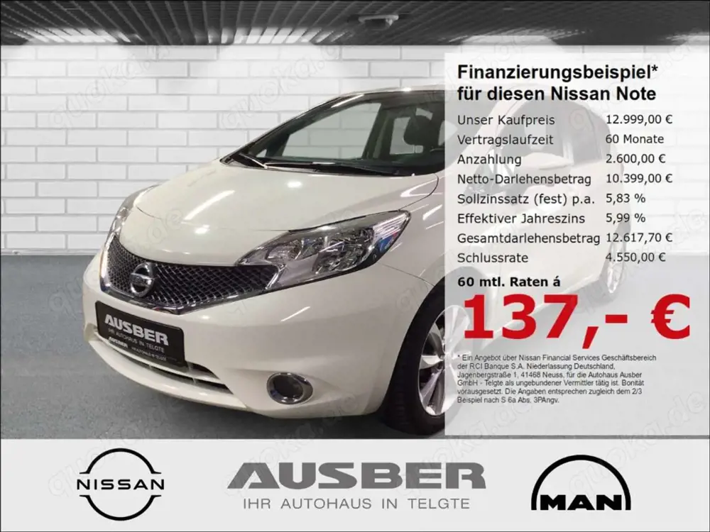 Nissan Note Tekna 360°-Kamera Totwinkel-Assist. Navi Ganzjahre
