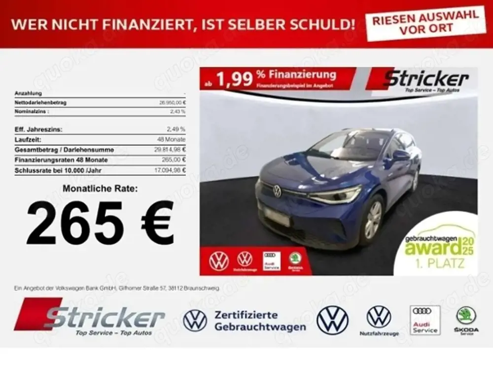 Volkswagen ID.4 Tech 150/77 265,-ohne Anzahlung Pano IQ.Light
