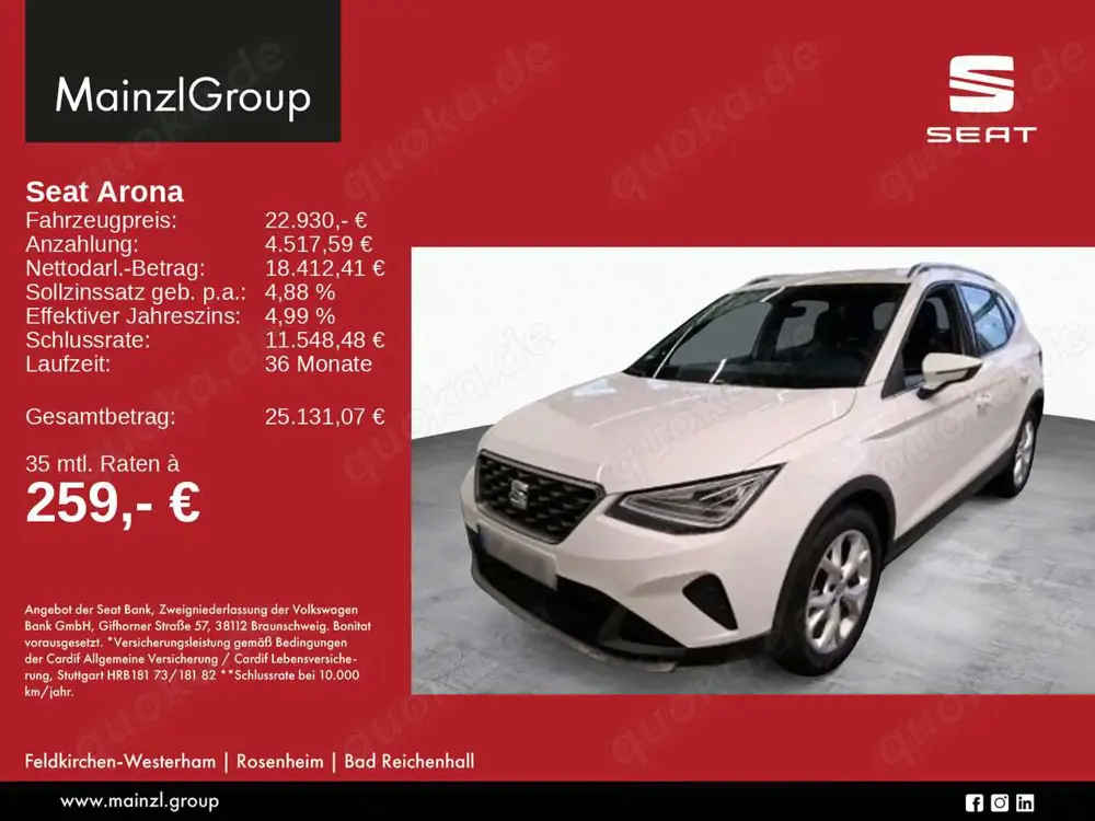 SEAT Arona 1.0 TSI DSG FR Navi LED PDC SHZ AAC Alu