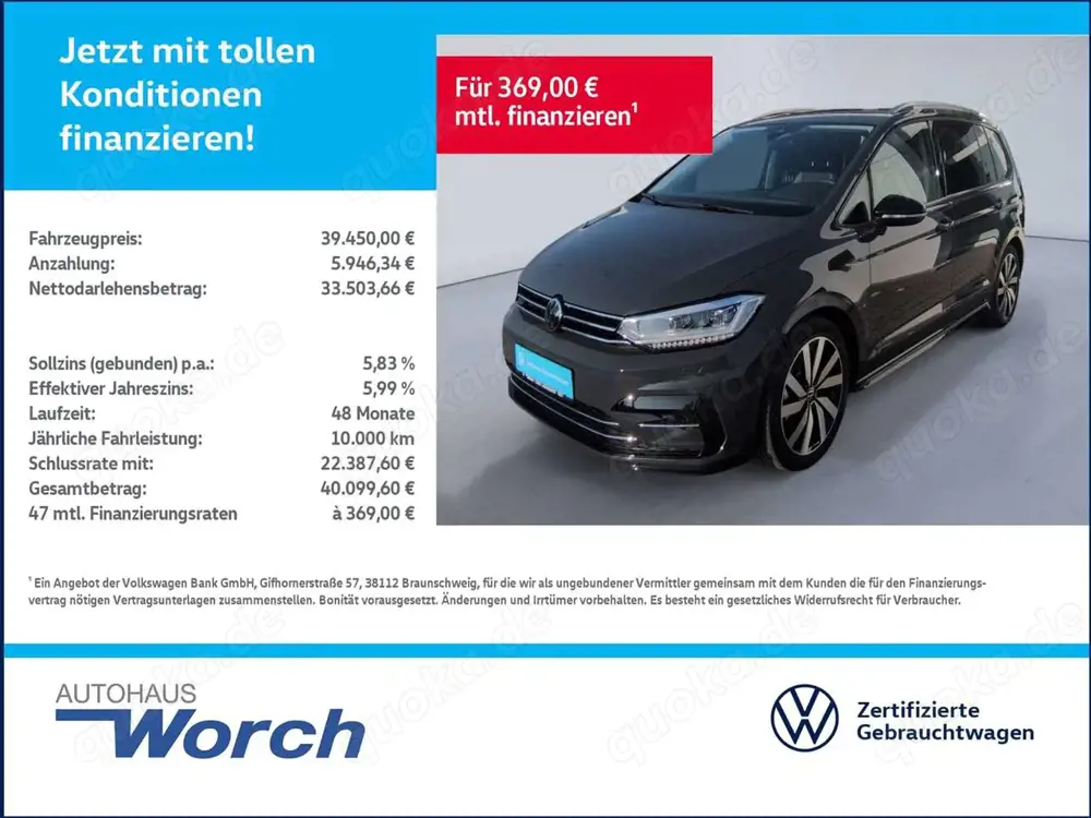 Volkswagen Touran 1.5 TSI DSG R Line 7Sitzer+AHK+PANO+MATRIX+