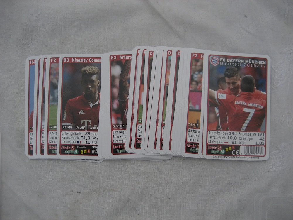 FC Bayern München 2016 2017 Quartett 32 Spielkarten Teepe Verlag