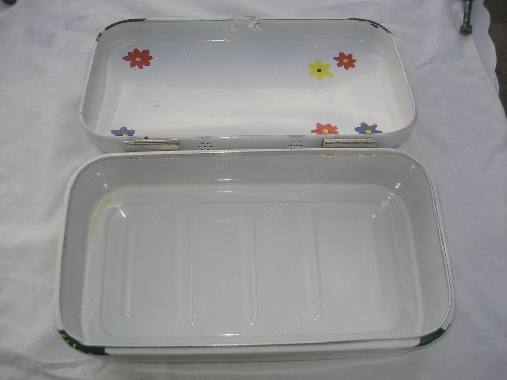 uralter Emaille-Brotkasten Brotbox emailliert Vintage Antik 40er