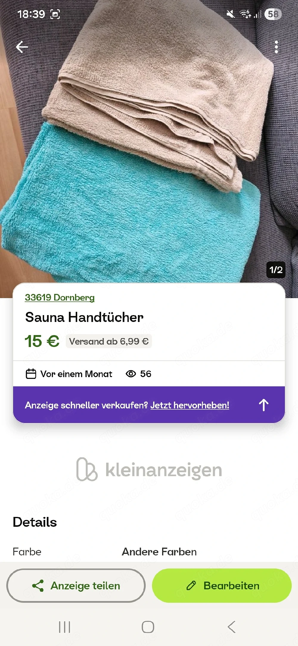 Handtuch Große 