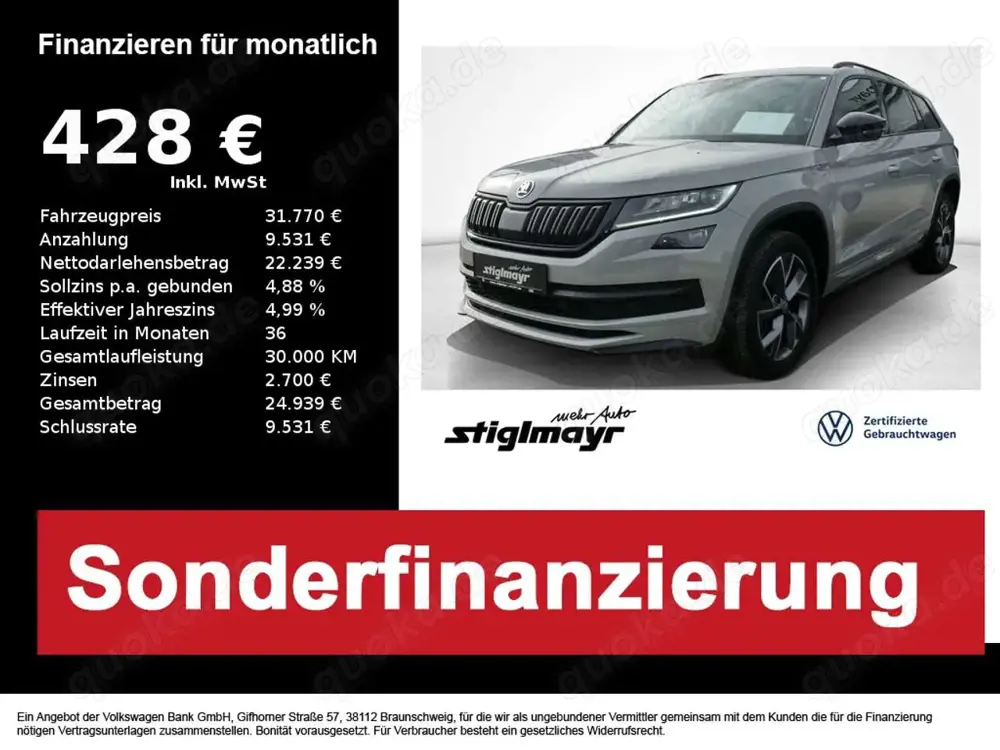 Skoda Kodiaq Sportline TDI 4x4 AHK+LED+NAVI+7-SITZER