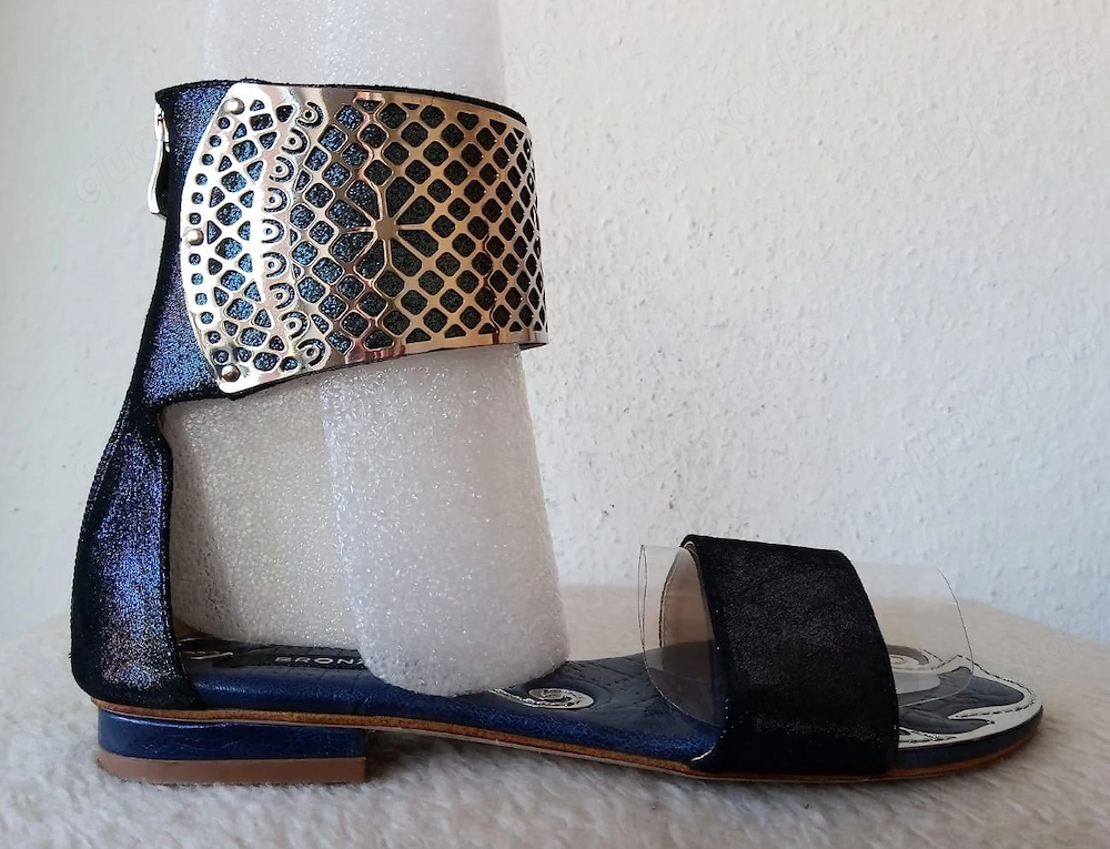 BRONX Extravagante Designer Leder Sandalen in Größe : 38 NEUWERTIG 