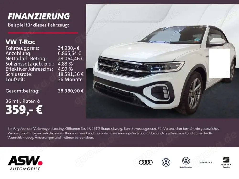 Volkswagen T-Roc T-Roc Cabrio R-Line 1.5 TSI DSG AHK ACC Navi LED