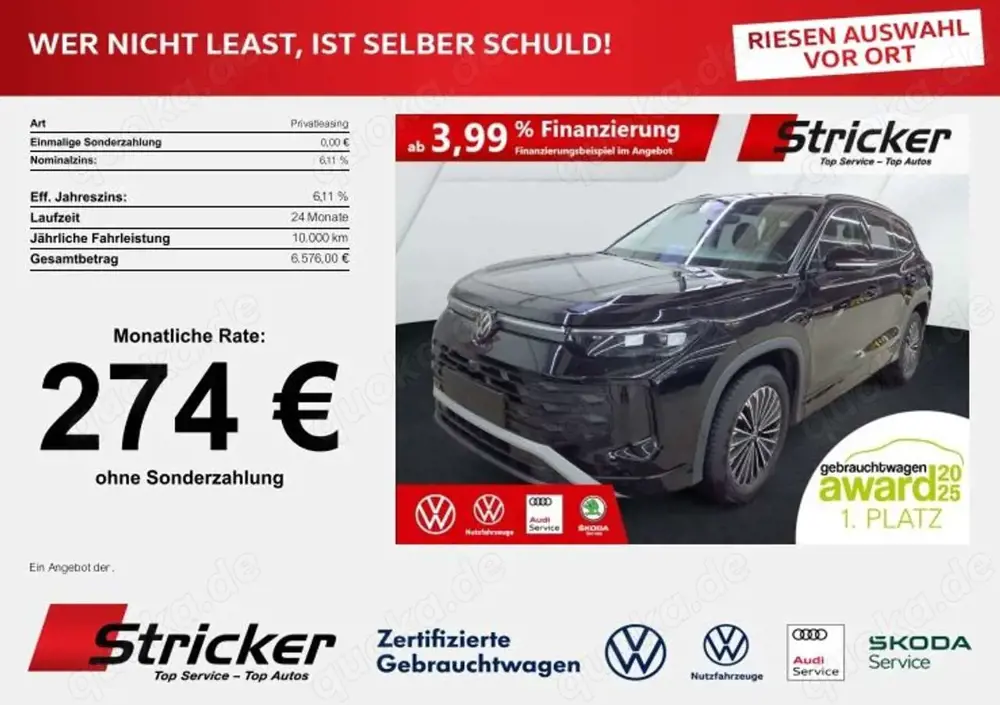 Volkswagen Tayron Life 2.0TDI DSG 4M 274,-ohne Anzahlung 7-Sitzer A