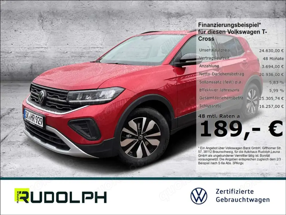 Volkswagen T-Cross Goal 1.0 TSI 6-Gang LED BT Navi ACC SHZ AHK PDC